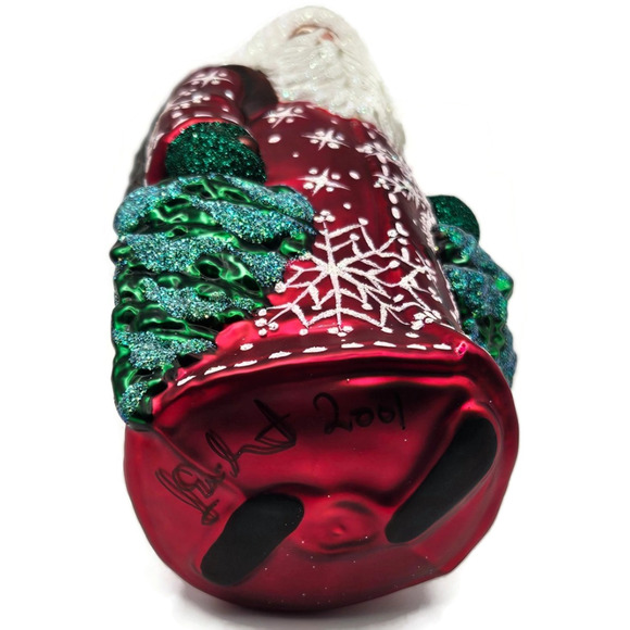 Patricia Breen Through The Woods Red Santa Pine Trees Snow Christmas Ornament - Picture 11 of 11